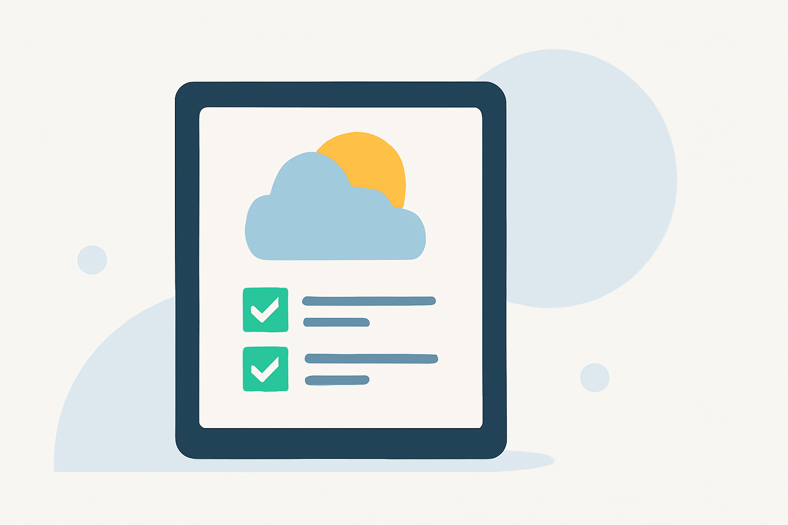 Weather Morning Briefing Checklist on iPad