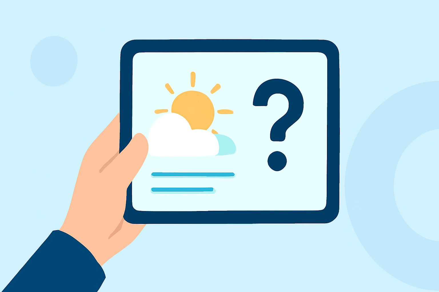 Common Weather Evening Briefing Questions on a Tablet