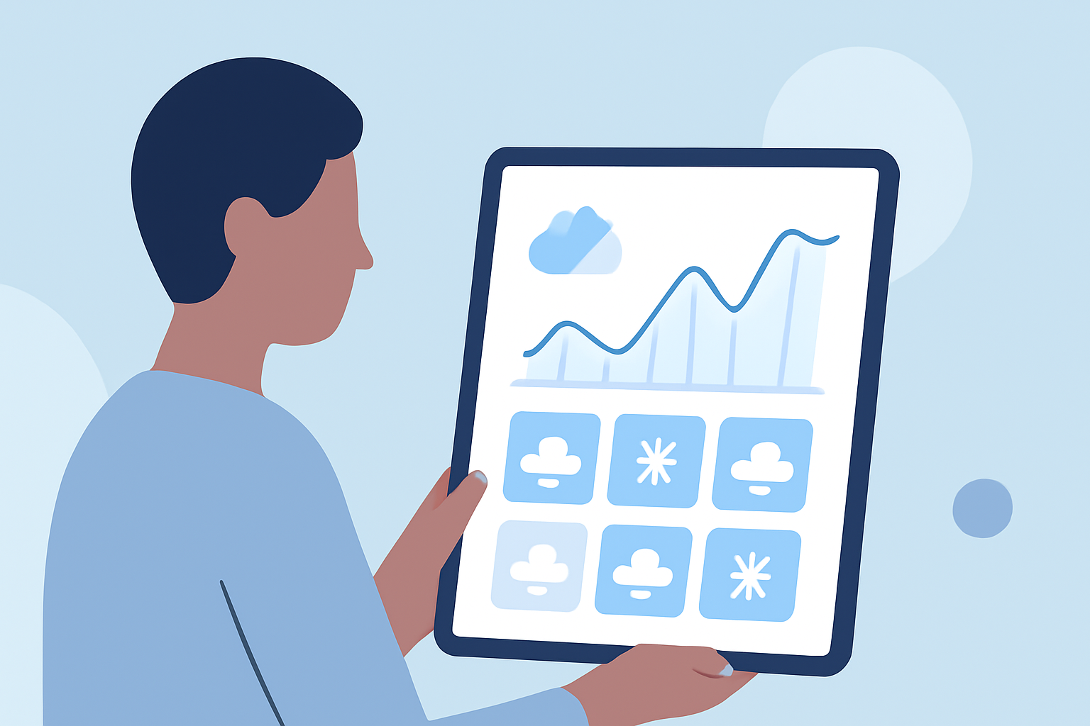 Navigating Monthly Weather Trends on a Tablet with Clime