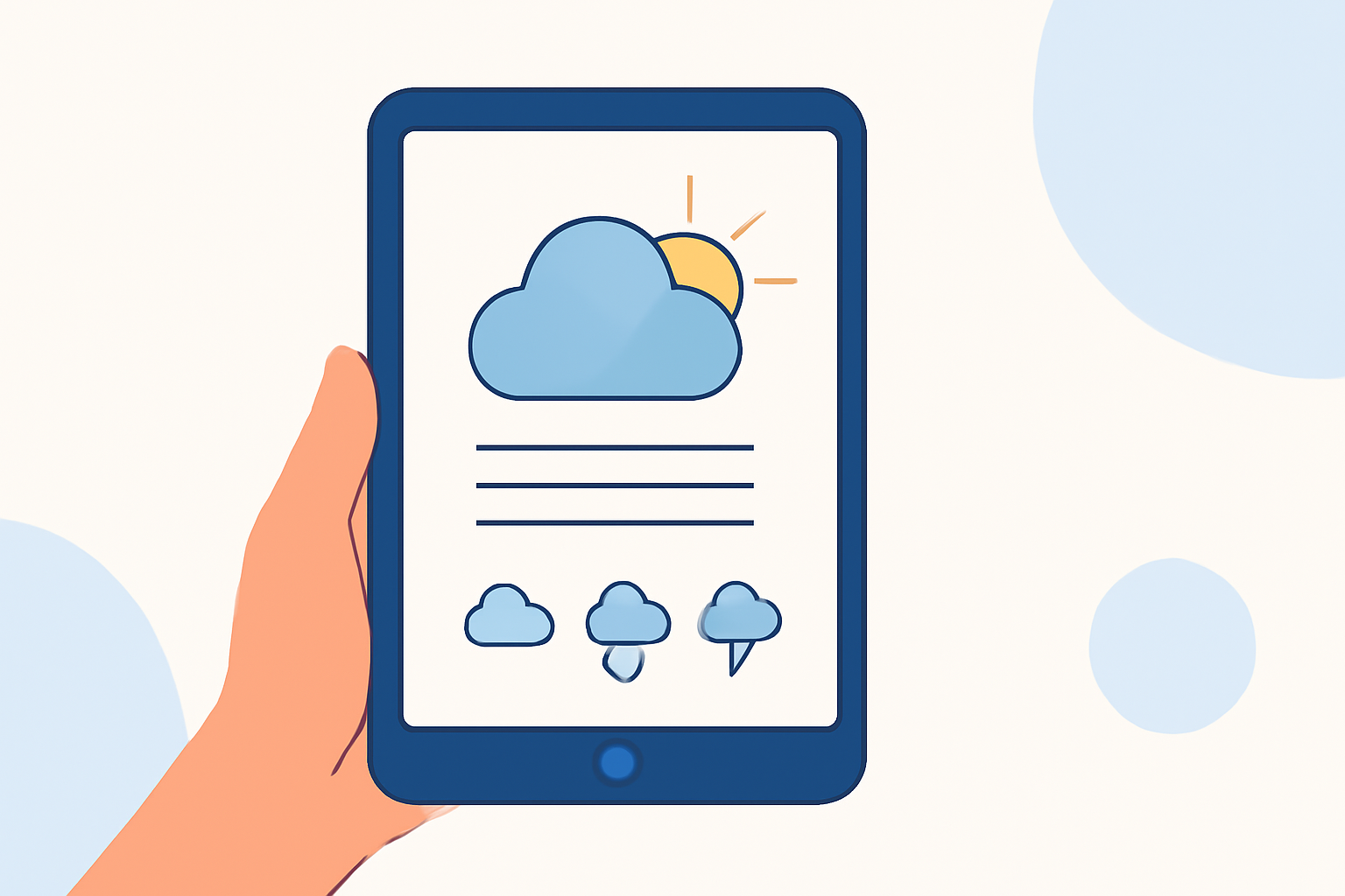 Common Weather for Outdoor Parties Questions on a Tablet