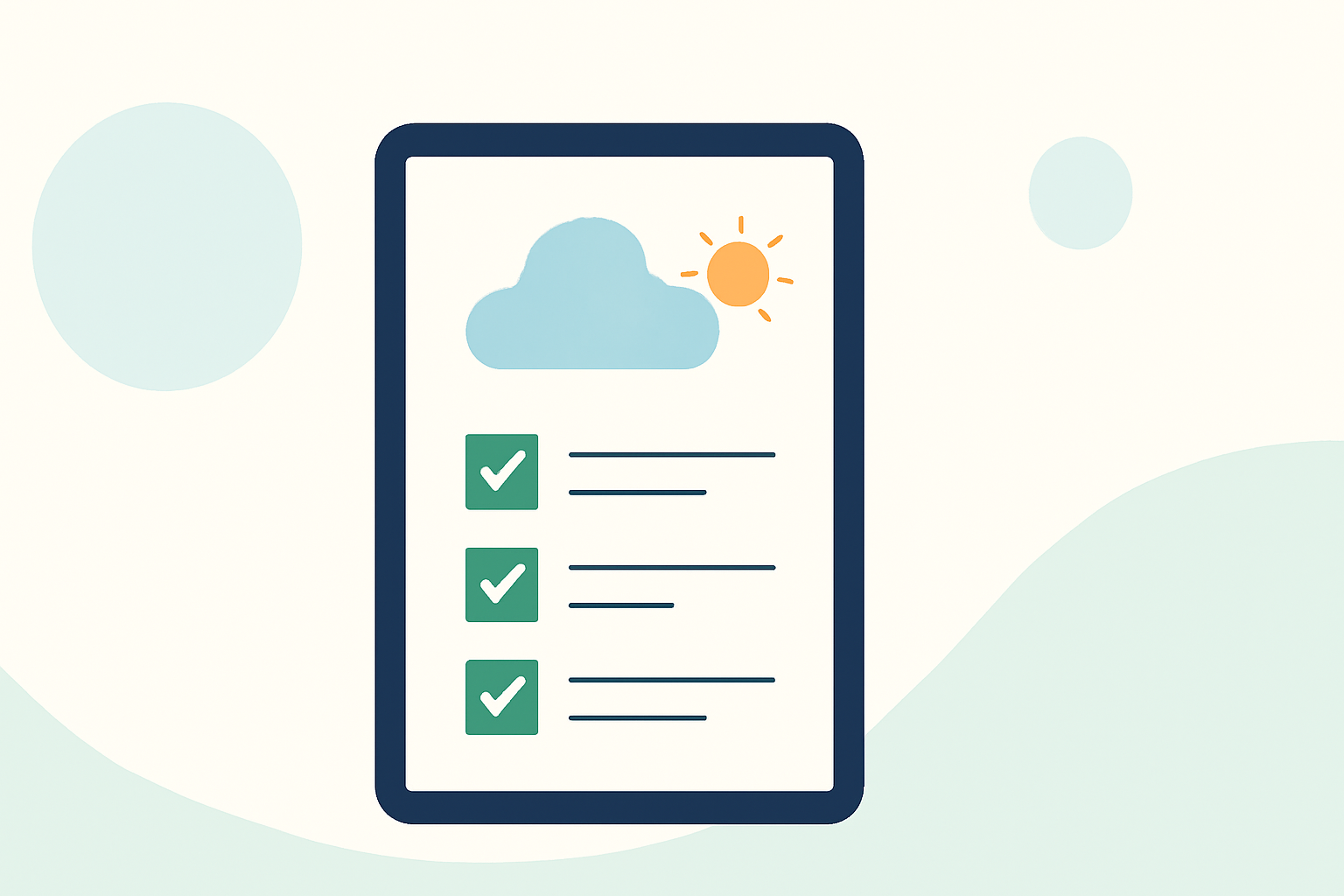 Next-Day Weather Planning Checklist on iPad