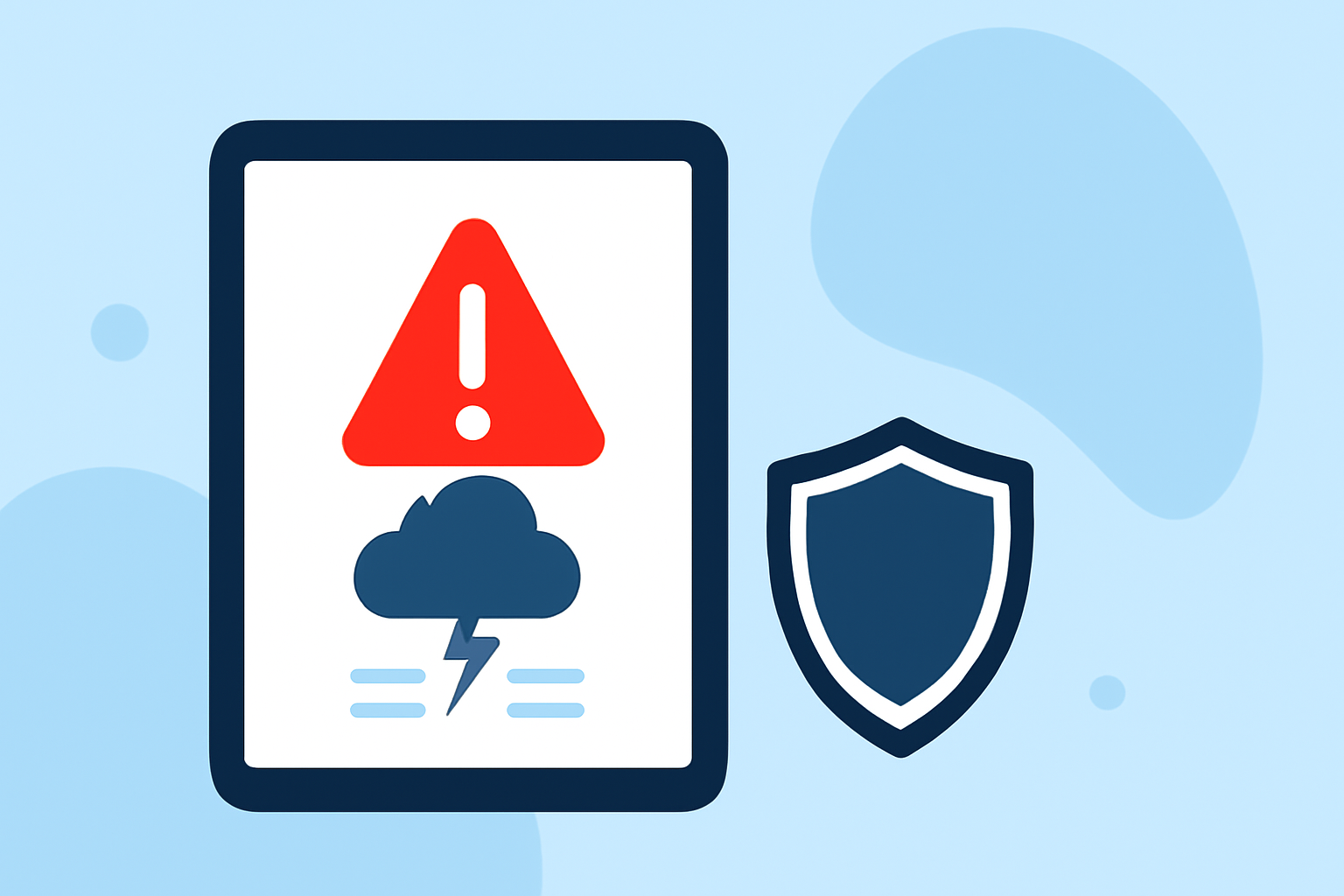 Severe Weather Emergency Plan Basics on a Tablet