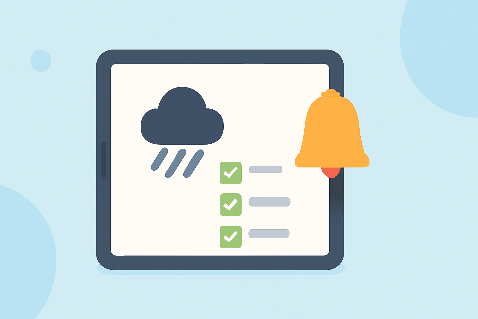 Rain Start Notifications Checklist on iPad