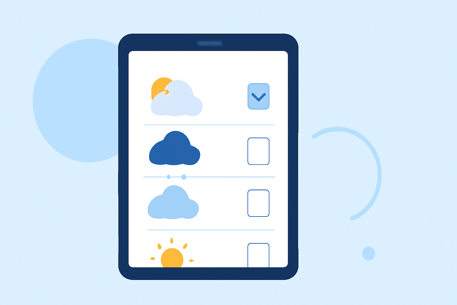 Weekly Weather Forecast Checklist on iPad