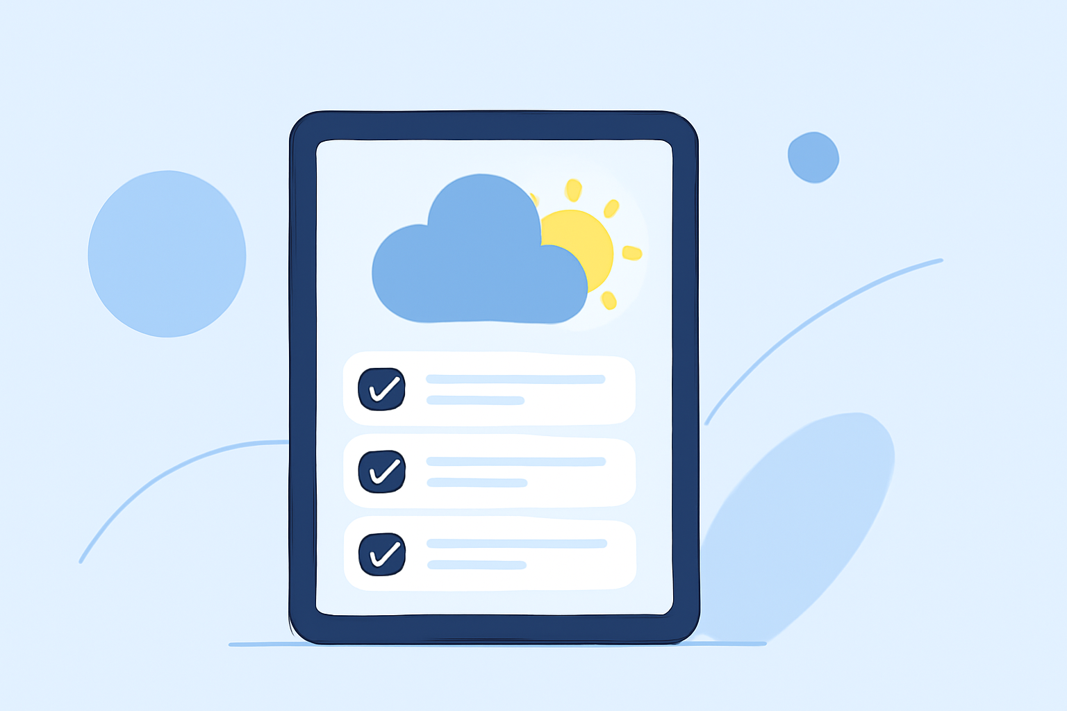 Weather App First Setup Checklist on iPad