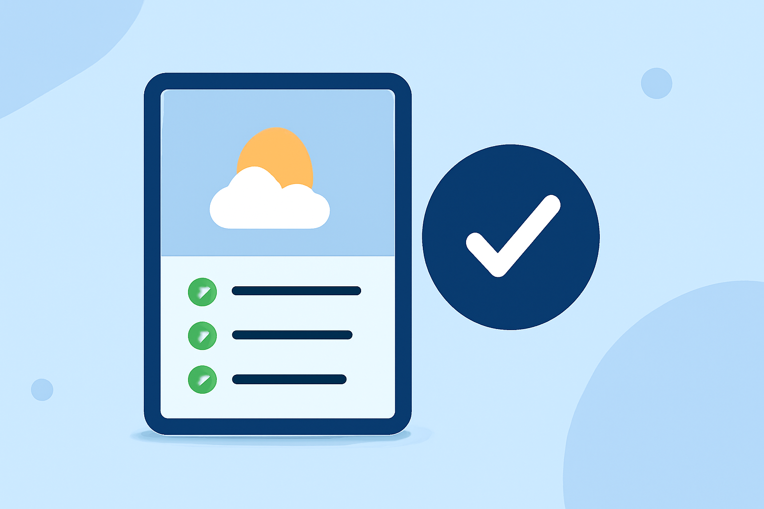 Weather App Subscription Basics Checklist on iPad