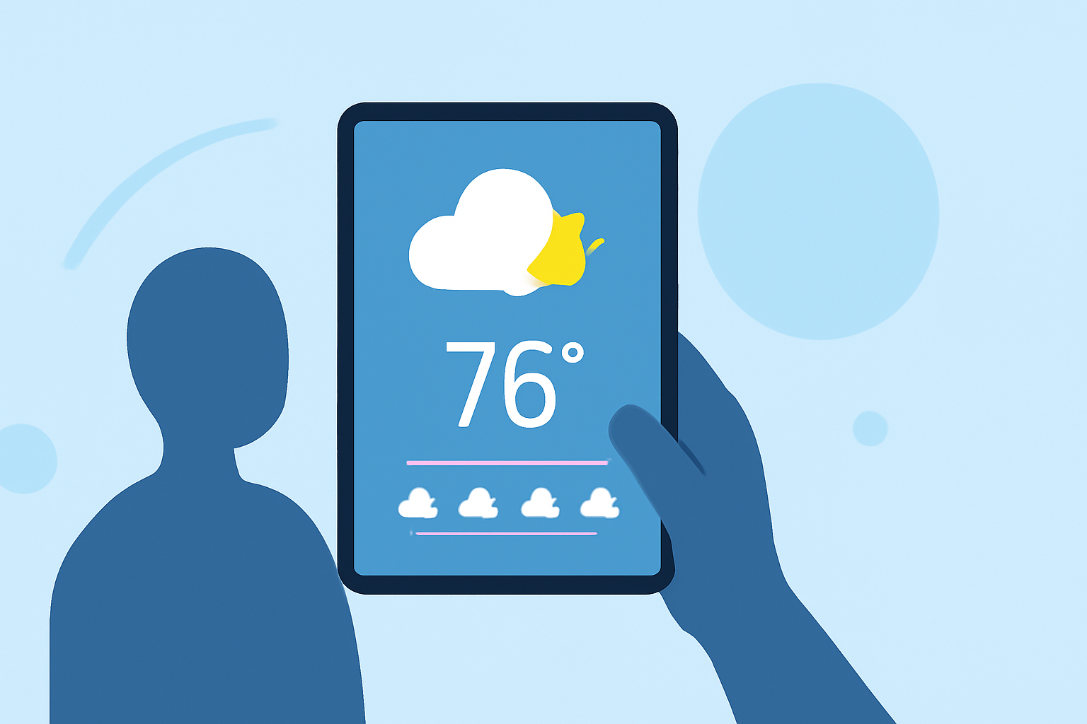 Morning Weather Check Tricks on a Tablet