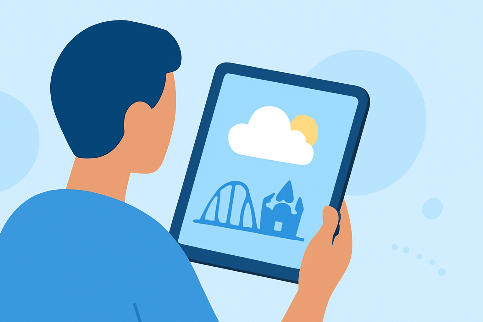 Easy Weather for Theme Park Trips on a Tablet