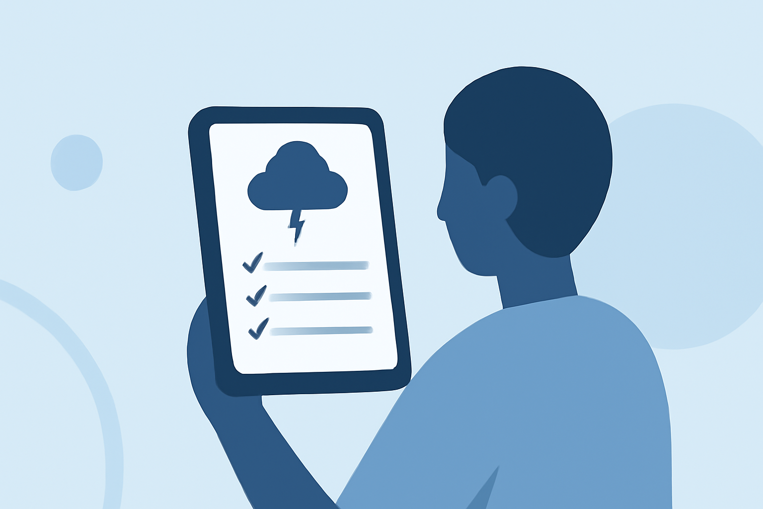 Reading an Airport Weather Report Checklist on iPad