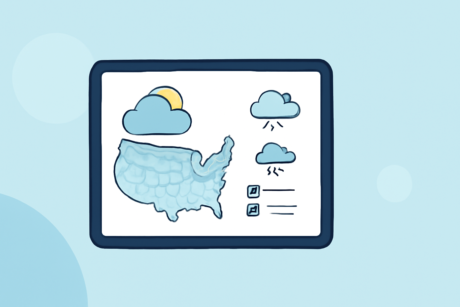 Daily Weather Forecast Checklist on iPad for the US