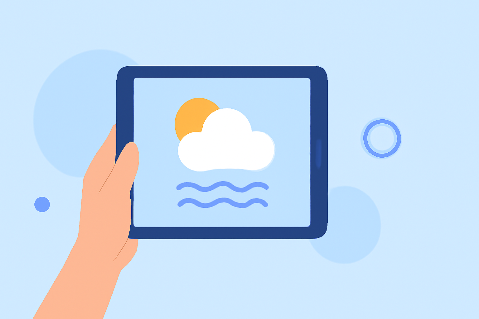 Easy Weather for Rafting Trips on a Tablet
