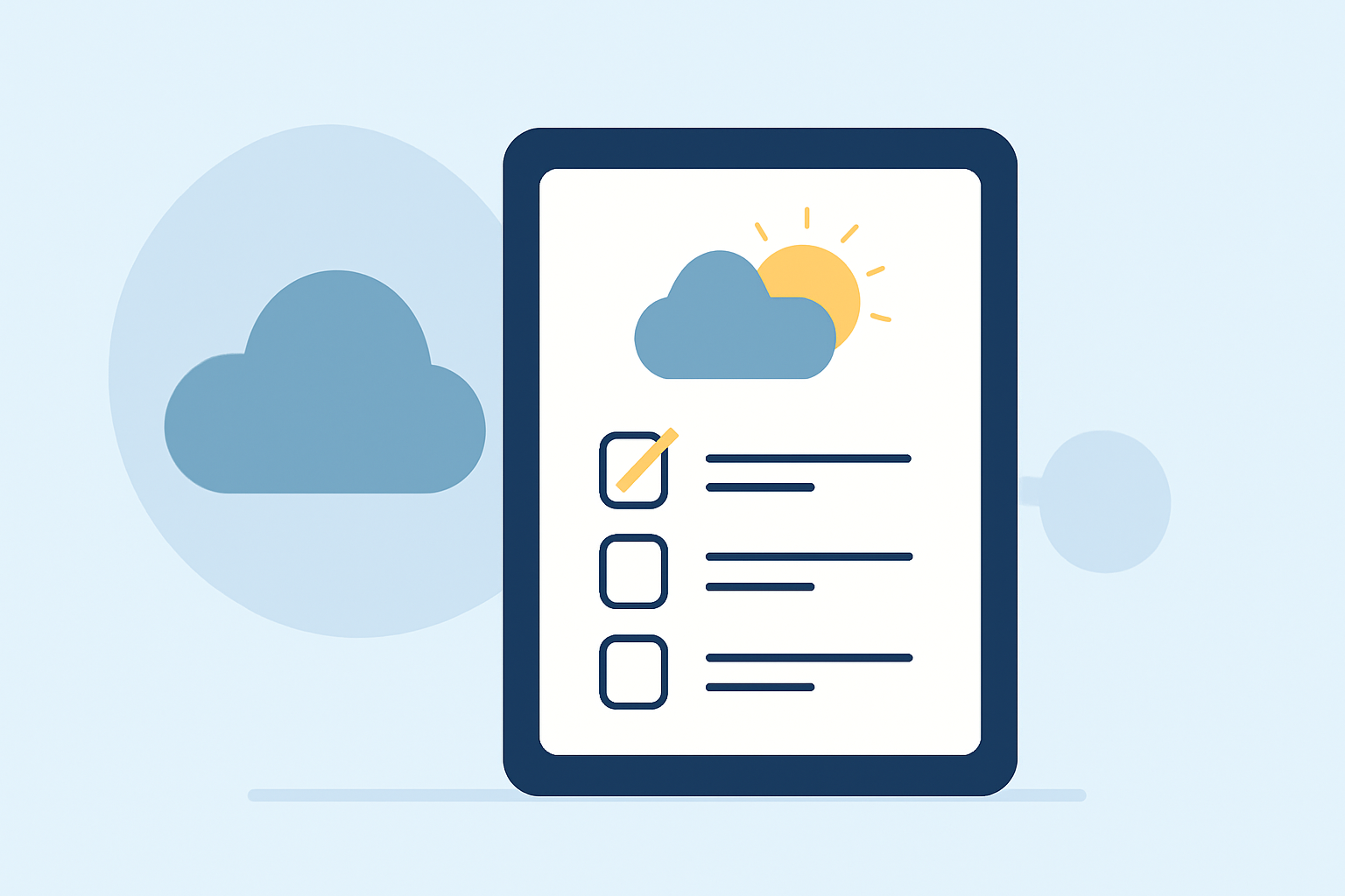 Weather and Early-Morning Departures Checklist on iPad