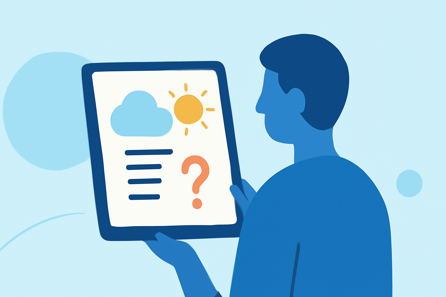 Common Weather for School Drop-off Questions on a Tablet